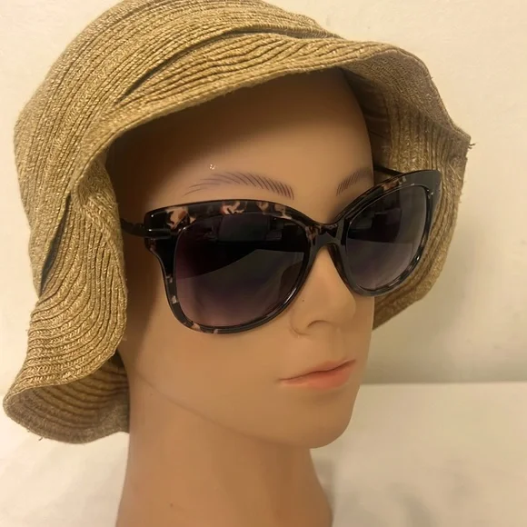 Oscar De La Renta Acetate Tortoise Shell Cat Eye Sunglasses Black - Picture 3 of 17